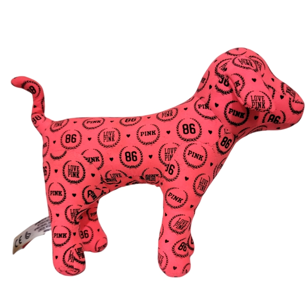Victoria's Secret PINK Mini Dog Plush Puppy Coral Pink and Black